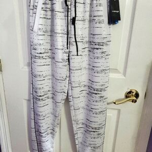 NEW Dunlop Sport White Gray Space Dye Quick Dry Drawstring Men's Joggers L
